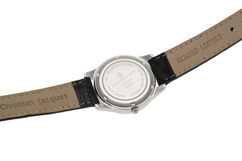 Bracelet montre femme bracelet cuir fonction date avec lunette sertie cristaux Swarovski